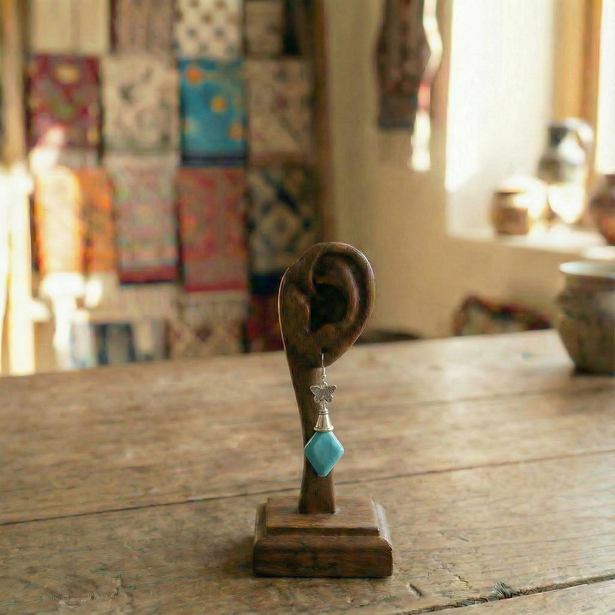 Himalayan Butterfly Turquoise Drop Earrings