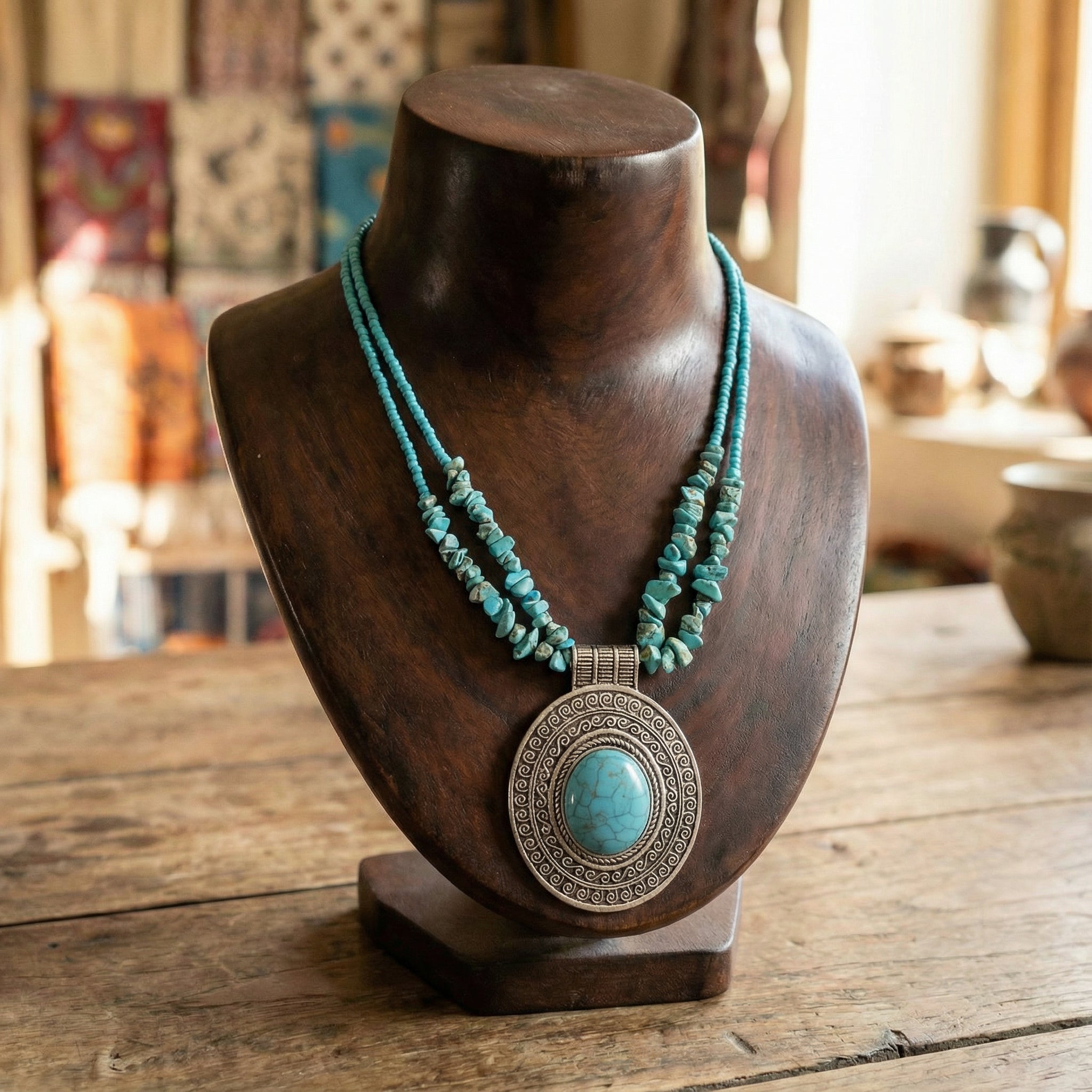 Himalayan Layered Turquoise Statement Necklace