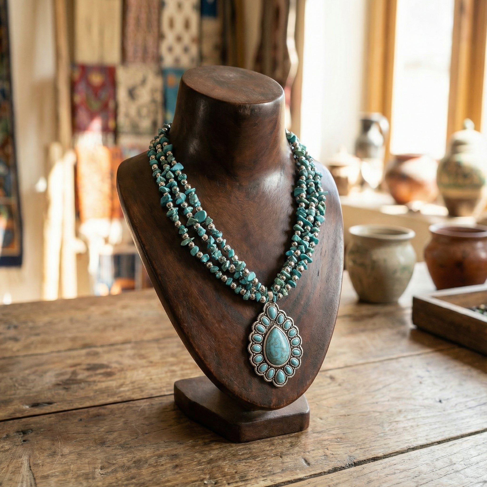 Himalayan Multi-Strand Turquoise Statement Necklace