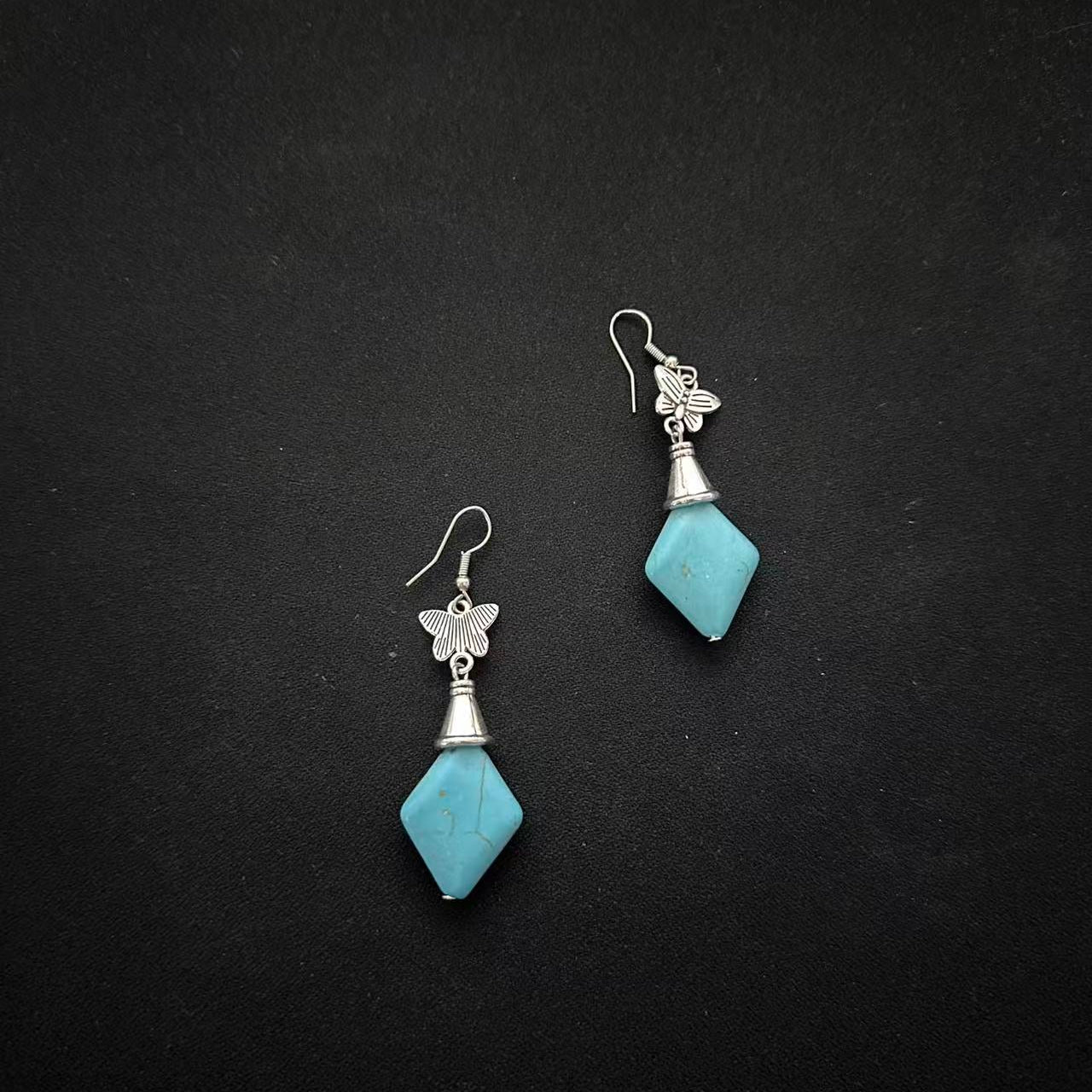 Himalayan Butterfly Turquoise Drop Earrings