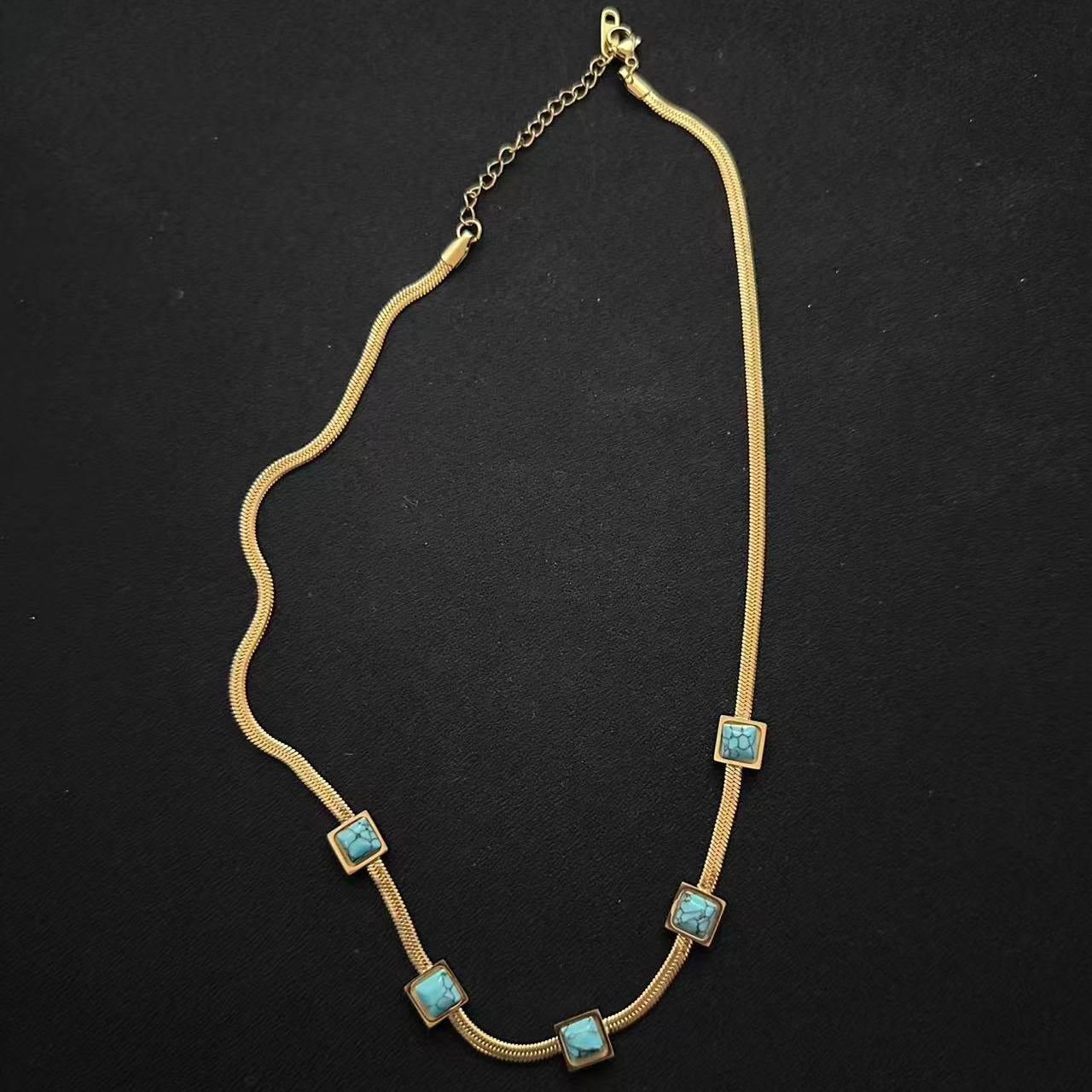 Himalayan Turquoise Cube Snake Chain Necklace